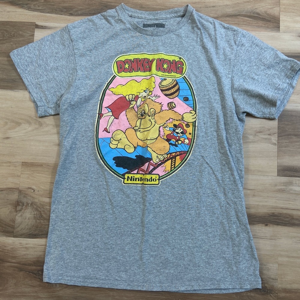 Nintendo Donkey Kong T-Shirt Medium Retro Arcade Graphic Cotton Blend Gray 2016